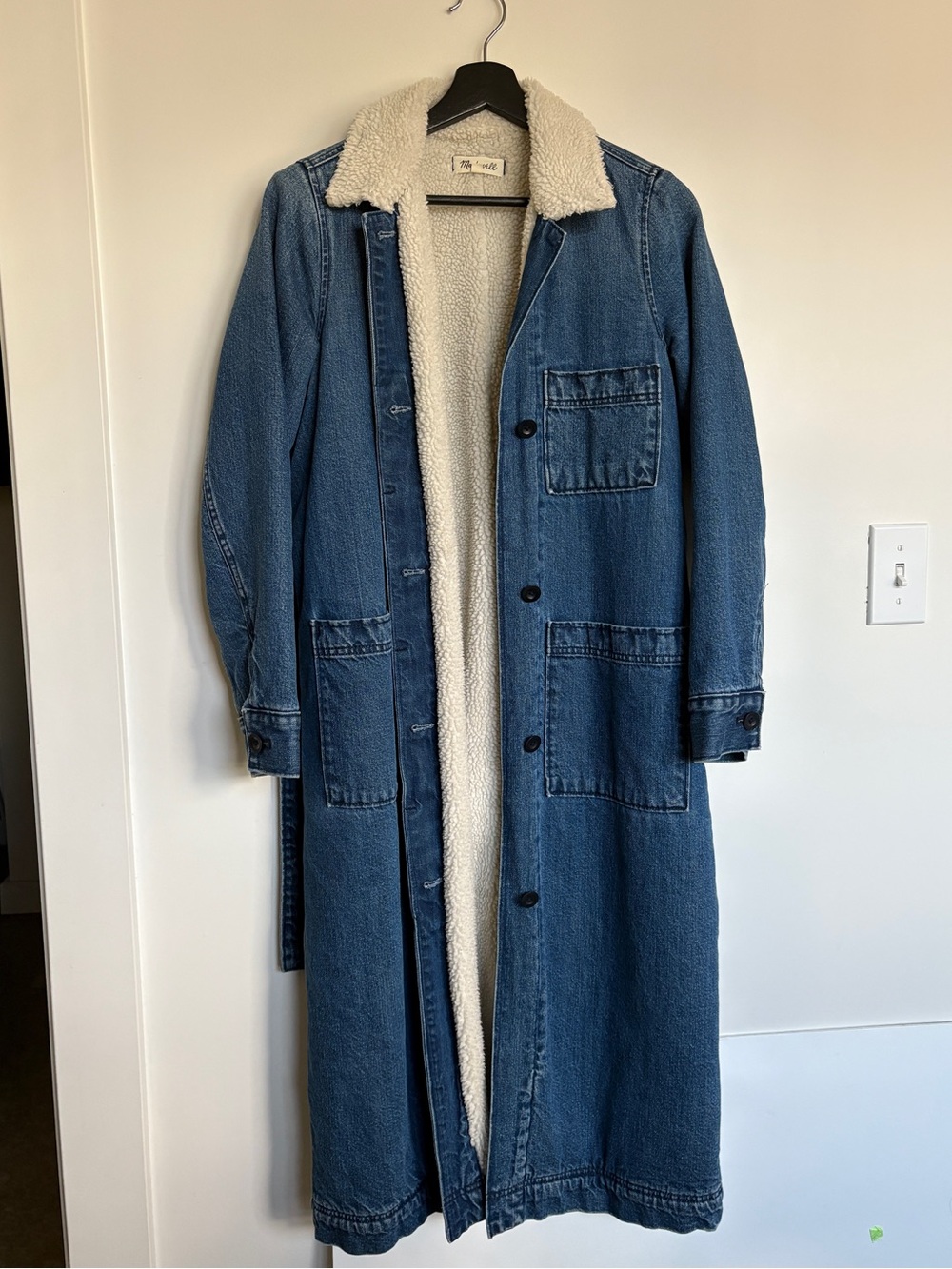Madewell Sherpa Denim Trench Coat